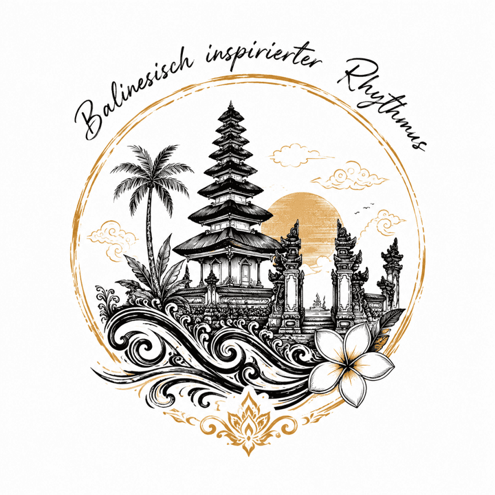Linienillustration eines balinesisch inspirierten Rhythmus