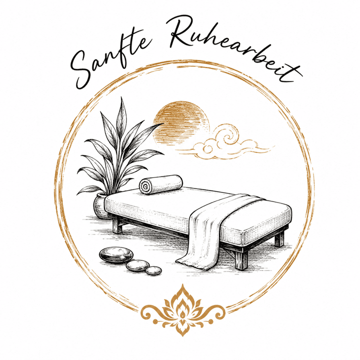 Linienillustration einer ruhigen Liege als Symbol für sanfte Ruhearbeit