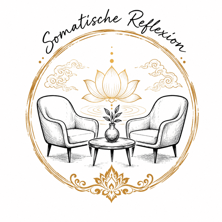 Linienillustration einer somatischen Reflexion im Gespräch